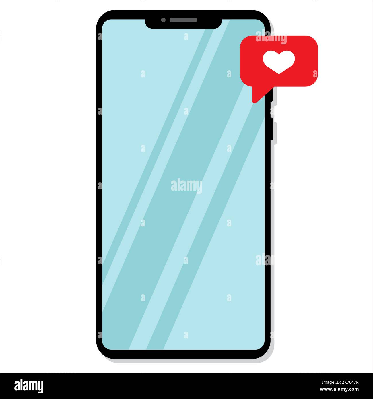 Cartoon-Illustration des Smartphones. Liebe Botschaft. Vektorgrafik. Stock Vektor