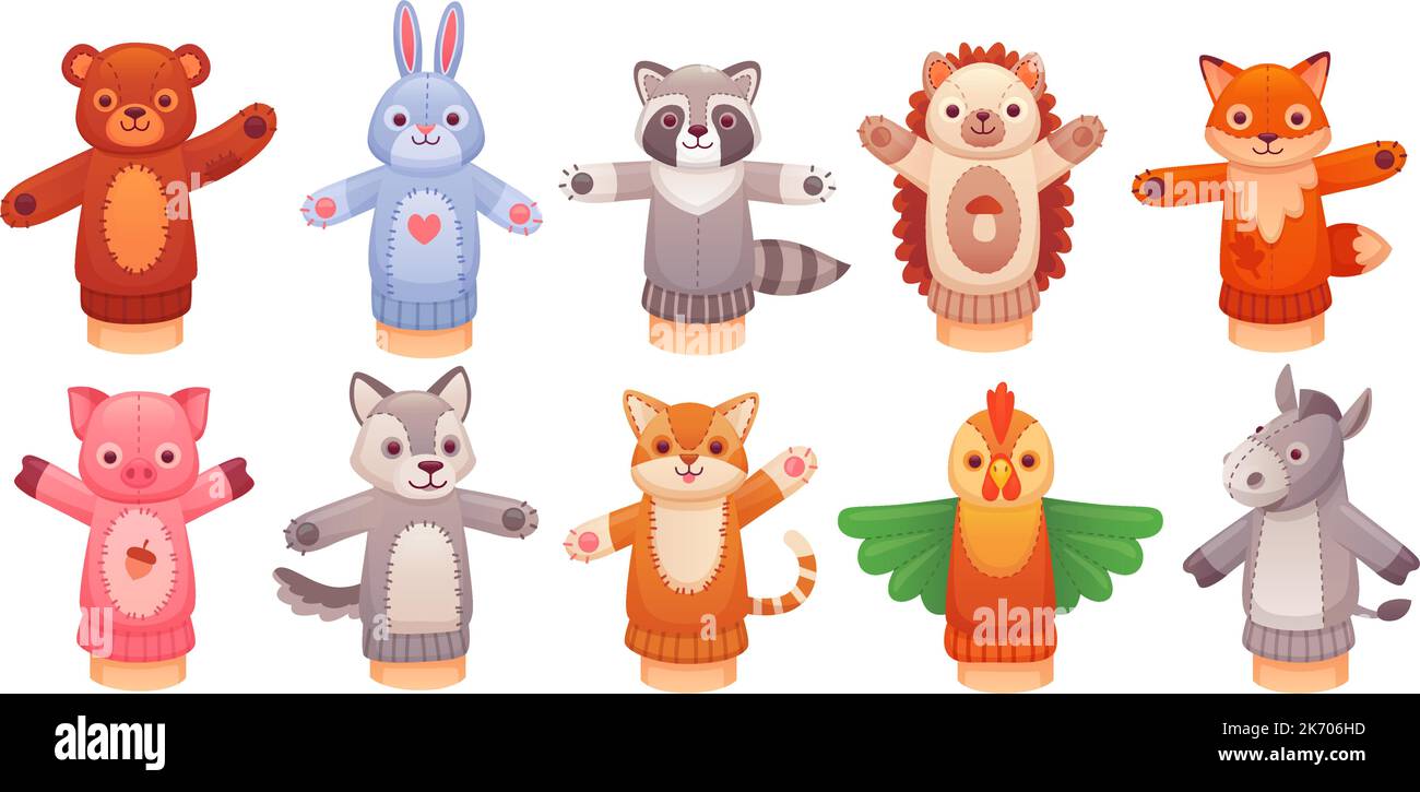 Handpuppe Spielzeug. Lustige Tier Spielzeug aus Socke für Puppe zeigen