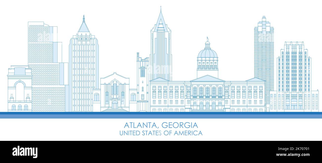 Skizzieren Skyline Panorama von Atlanta, Georgia, Vereinigte Staaten - Vektor-Illustration Stock Vektor