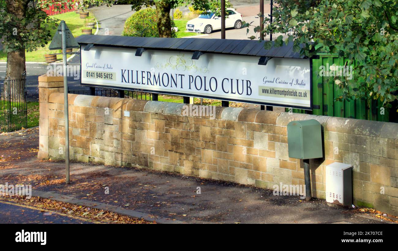 Killermont Polo Club indisches Restaurant, Restaurant, Restaurant, curryrestaurant, sign2022 Maryhill Rd, Glasgow G20 0AB Stockfoto