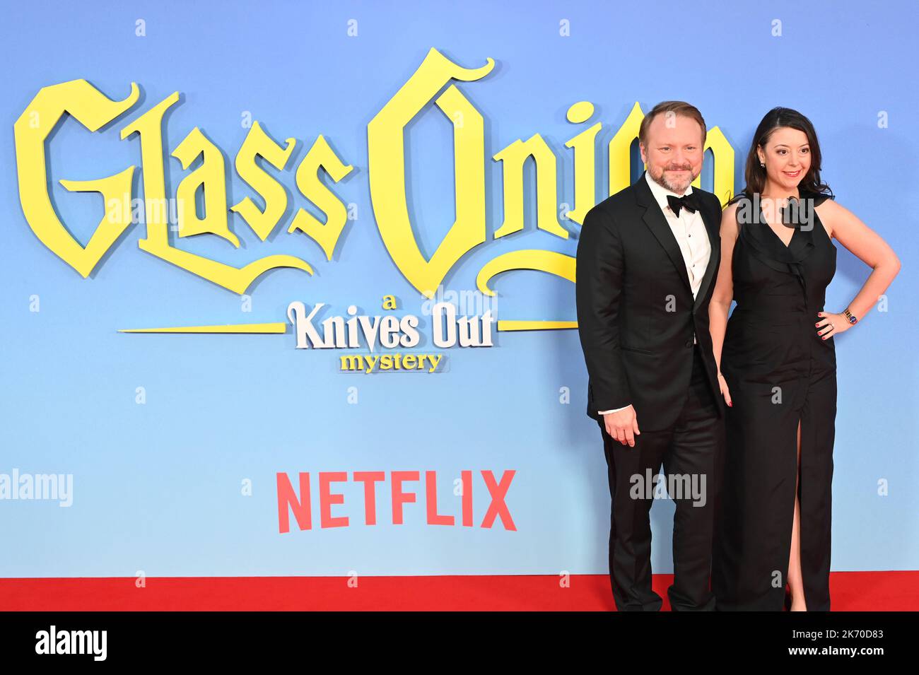 London, Großbritannien. 16. Oktober 2022. Rian Johnson und Karina Longworth kommen beim Glass Onion: A Knives Out Mystery - BFI London Film Festival an, Abschlussgala am 16. Oktober 2022, London, Großbritannien. Kredit: Siehe Li/Picture Capital/Alamy Live News Kredit: Siehe Li/Picture Capital/Alamy Live News Kredit: Siehe Li/Picture Capital/Alamy Live News Stockfoto