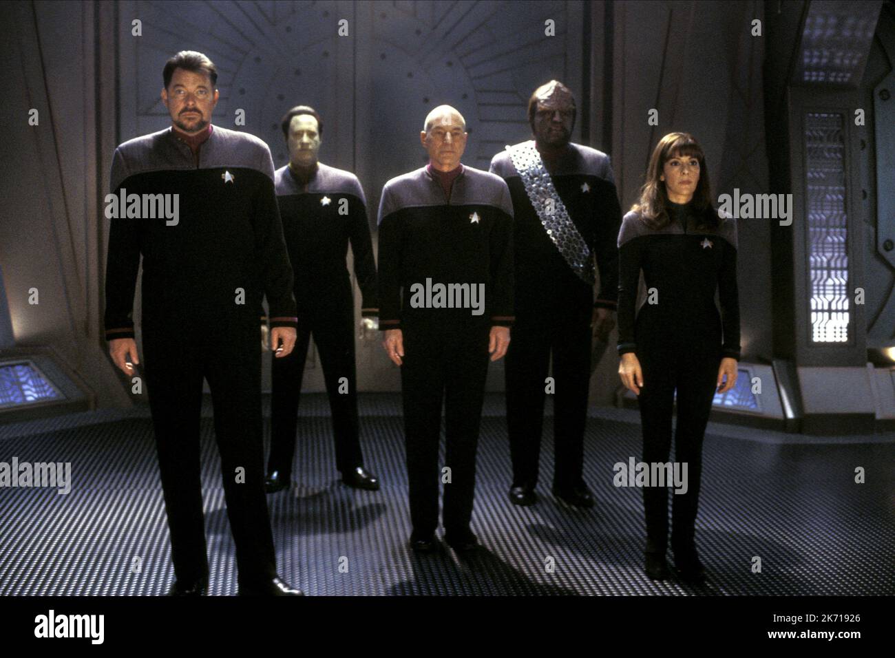 FRAKES, SPINER, STEWART, DORN, SIRTIS, STAR TREK: NEMESIS, 2002 Stockfoto