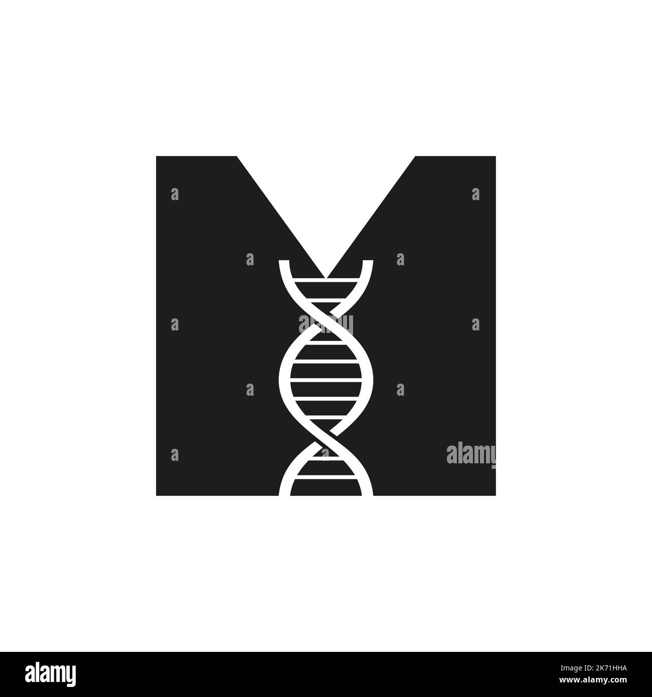 Initial Letter M DNA Logo Concept for Biotechnology, Healthcare and Medicine Identity Vector Template Stock Vektor