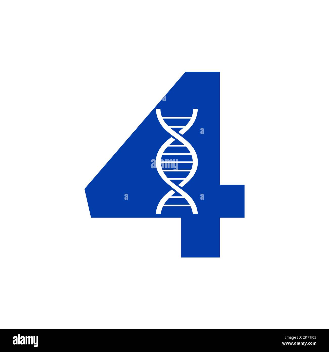 Initial Letter 4 DNA-Logo-Konzept für Biotechnologie, Gesundheitswesen und Medizin Identity Vector Template Stock Vektor