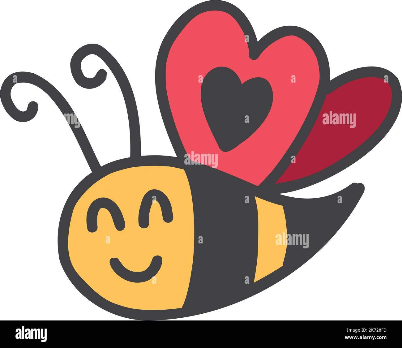 Handgezeichnete niedliche Biene Illustration isoliert auf Hintergrund Stock Vektor
