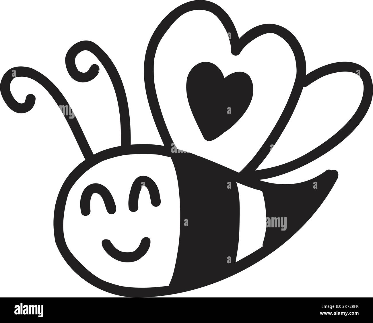 Handgezeichnete niedliche Biene Illustration isoliert auf Hintergrund Stock Vektor