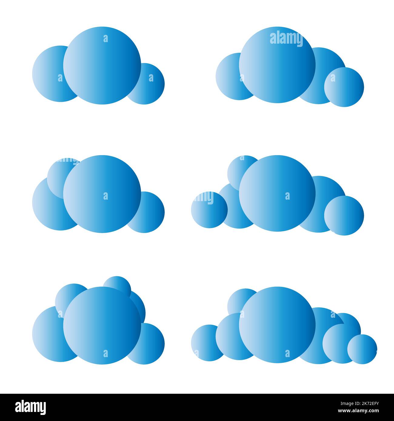 Weiße 3D Wolken vereinzelt auf blauem Hintergrund. Render weiche runde Cartoon flauschige Wolken Symbol in den blauen Himmel. vektor mit 3D geometrischen Formen Stock Vektor
