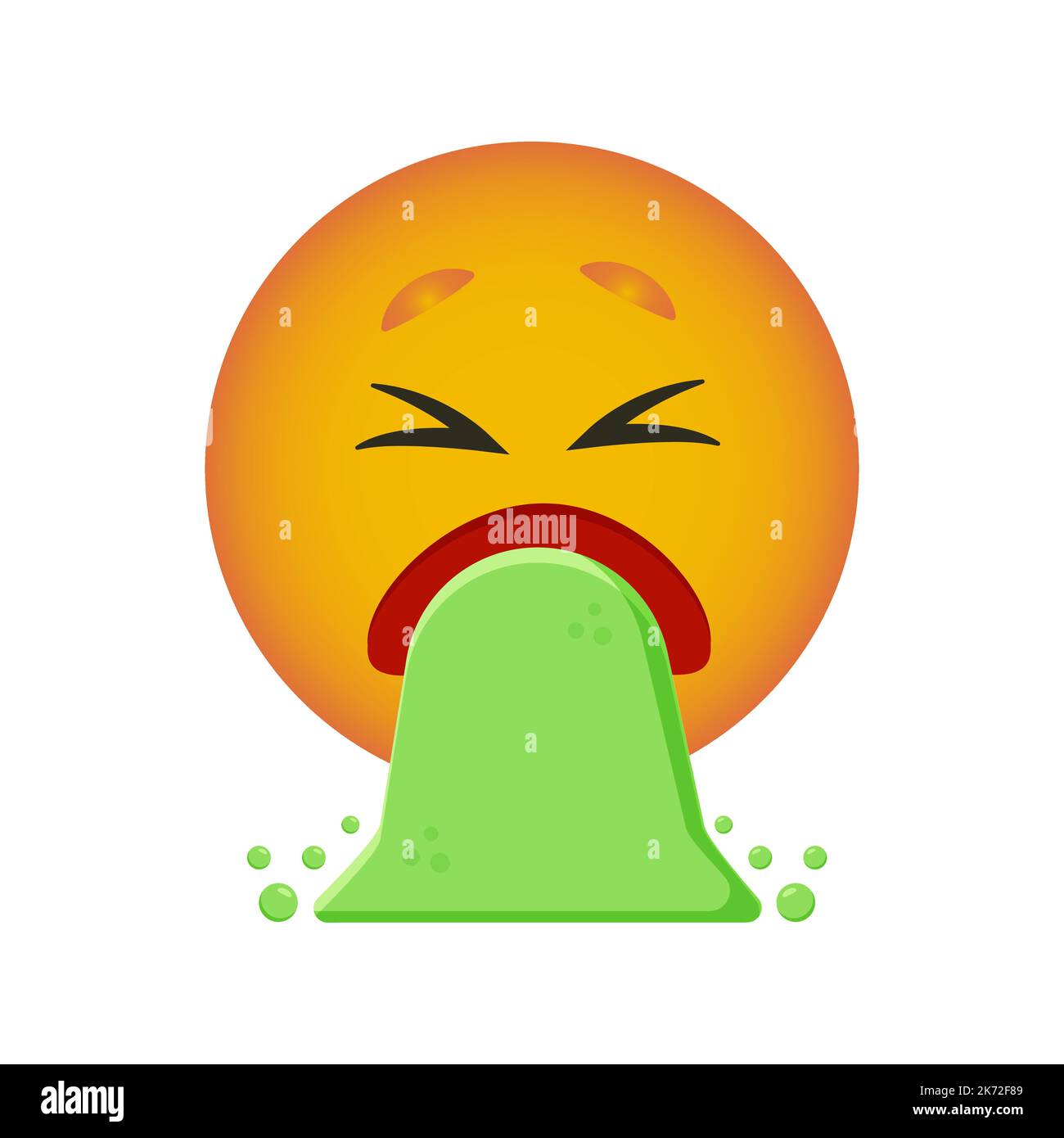 Ein aufbrechender Smiley mit grünem Erbrochenem. Emoji-Reaktionen auf Nachrichten für soziale Netzwerke. Vector Smiley. Stock Vektor