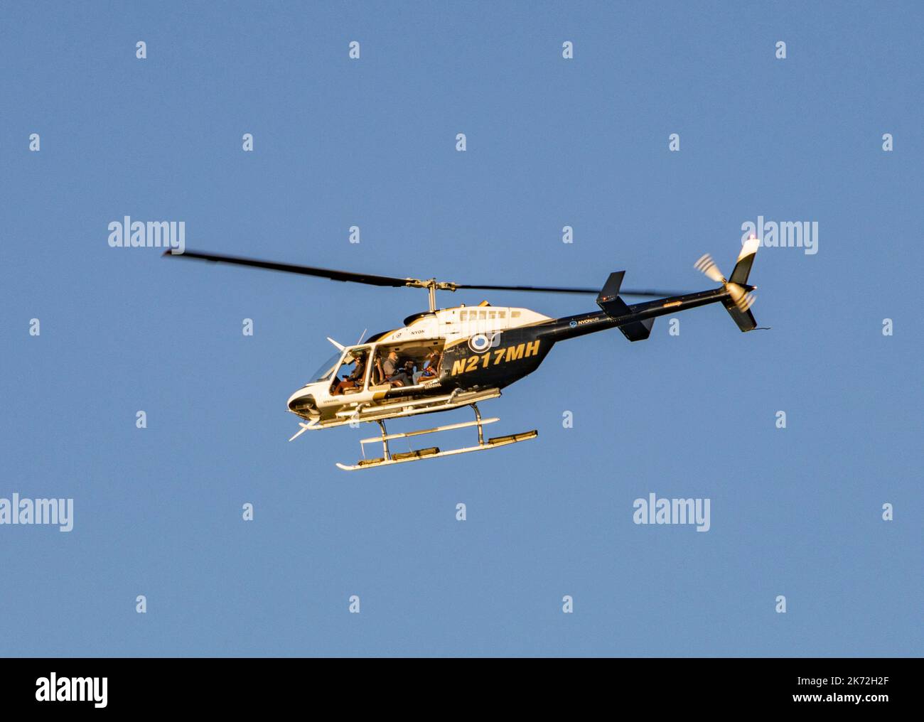 NYONAir, New York auf dem Flug, Besichtigungstouren außerhalb des Hubschrauberrundflugs, New York Harbour, USA Stockfoto