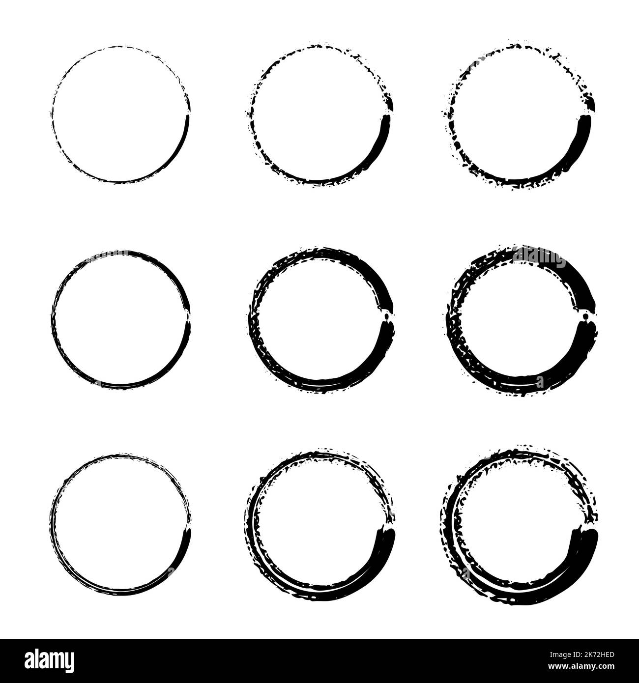 Kollektion von Round. Skizze von Hand gezeichnet. Einfacher handgezeichneter Kreis. Stock Vektor