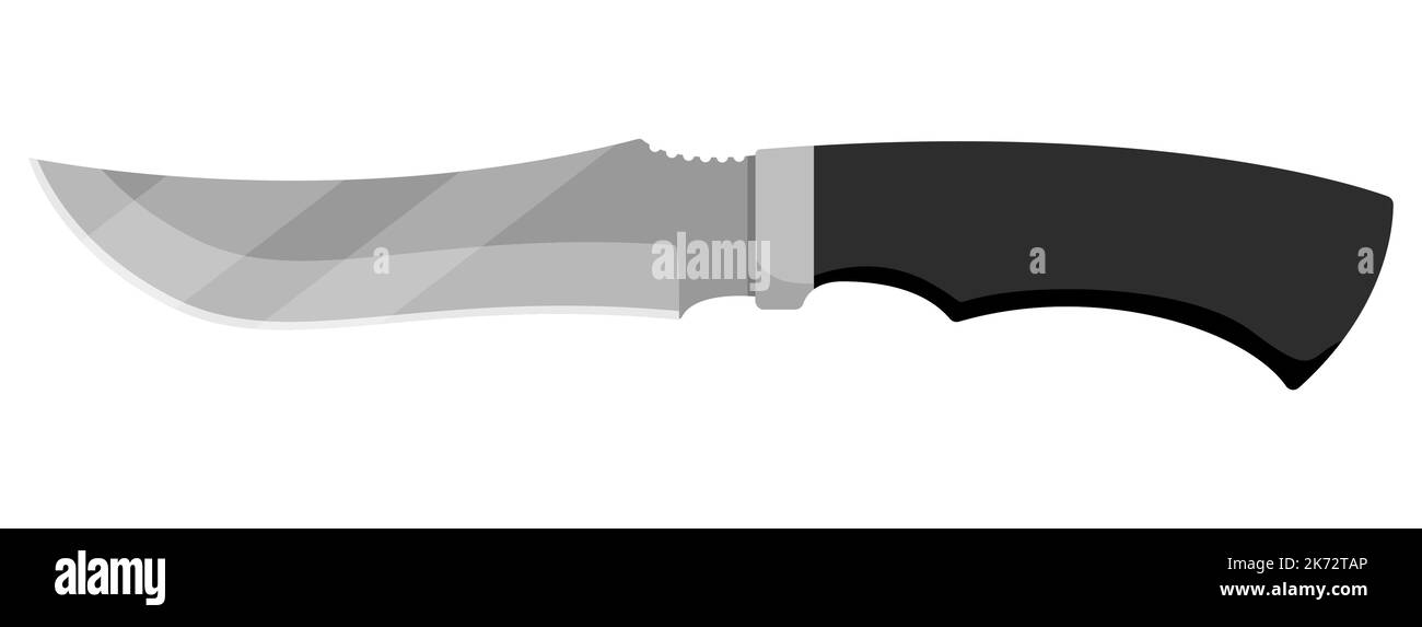 Jagdmesser. Niedliches Messer auf weißem Hintergrund isoliert. Vektorgrafik. Stock Vektor