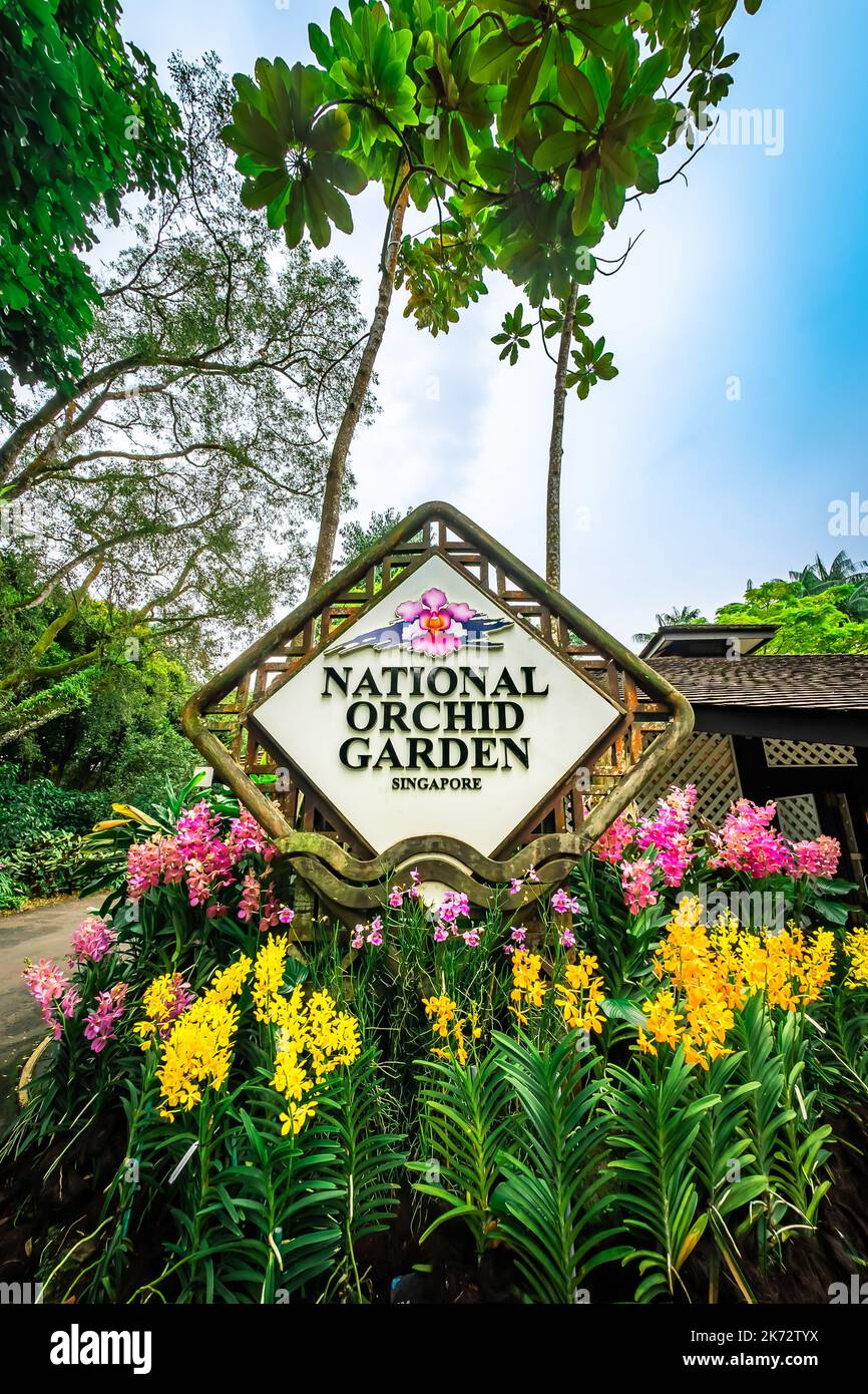 National Orchid Garden in den Singapore Botanic Gardens. Ein UNESCO-Weltkulturerbe von Singapur. Stockfoto