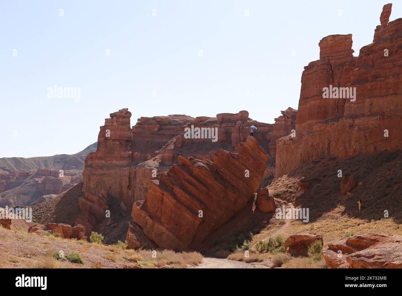 Kyzylsai (auch bekannt als Tal der Schlösser), Charyn Canyon National Park, Tien Shan Mountains, Almaty Region, Kasachstan, Zentralasien Stockfoto