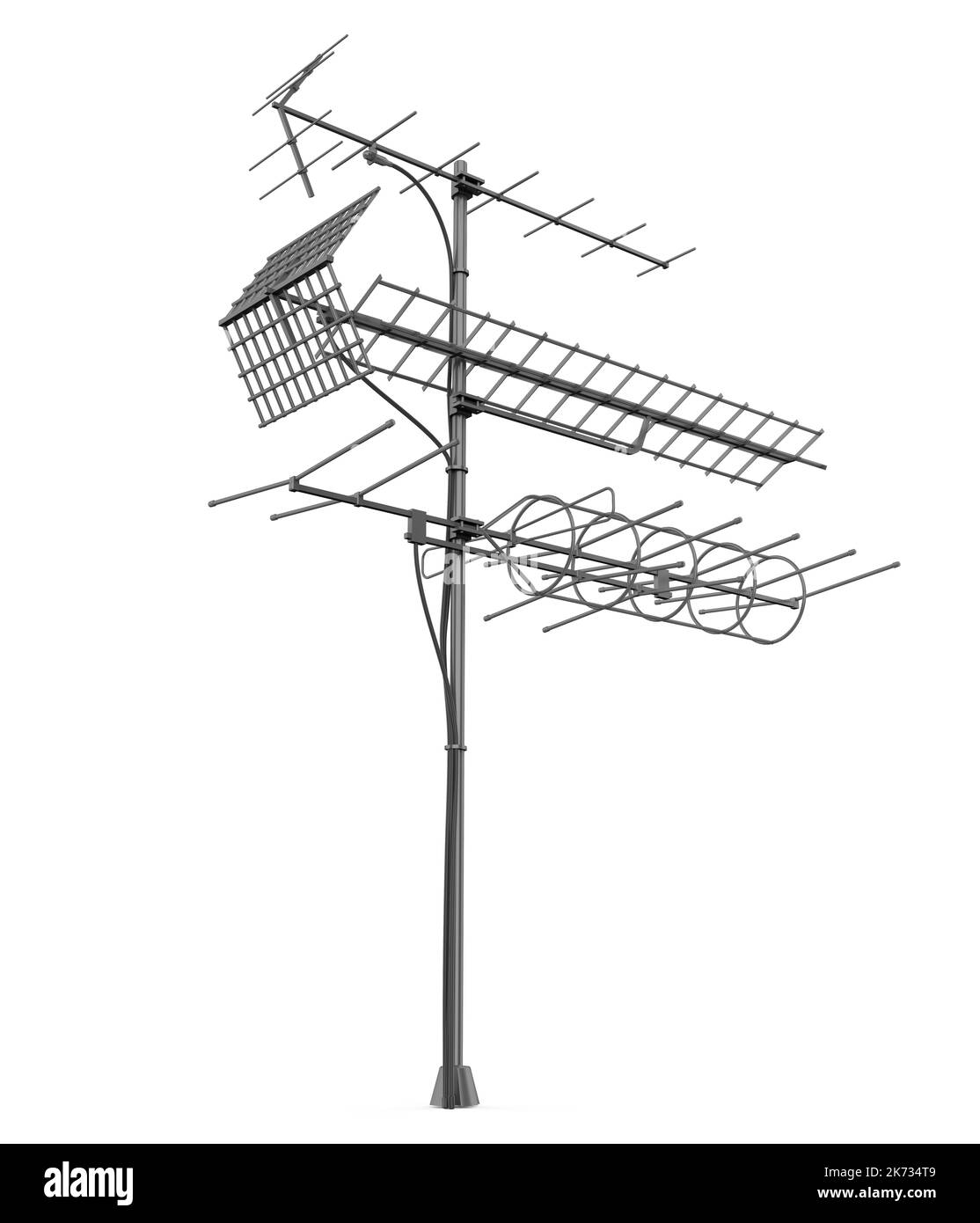 UHF VHF-Fernsehantenne isoliert Stockfoto