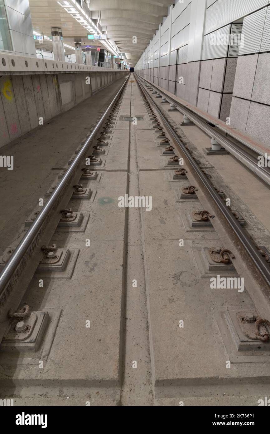 New York U-Bahn-Station, Blick von On the Tracks, New York City, New York, USA Stockfoto