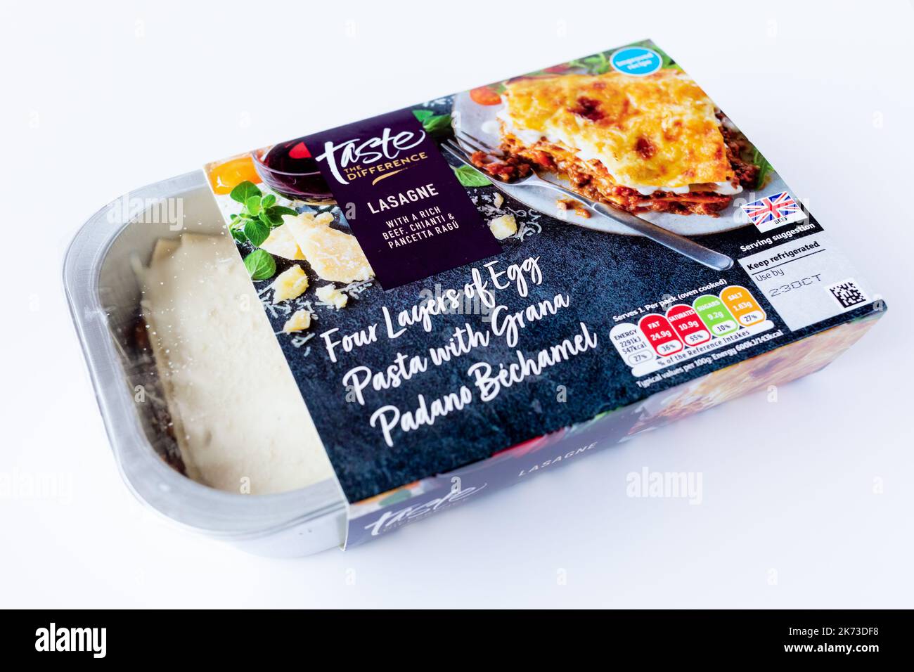 Sainsburys probieren den Unterschied Lasagne Fertiggericht für einen Stockfoto