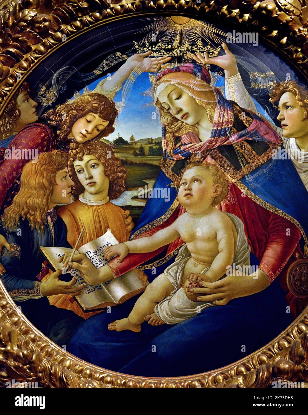 Jungfrau und Kind, und Engel, (Madonna des Magnificat), Sandro Botticelli (Florenz 1445 -1510) , Florenz, Italien. Stockfoto