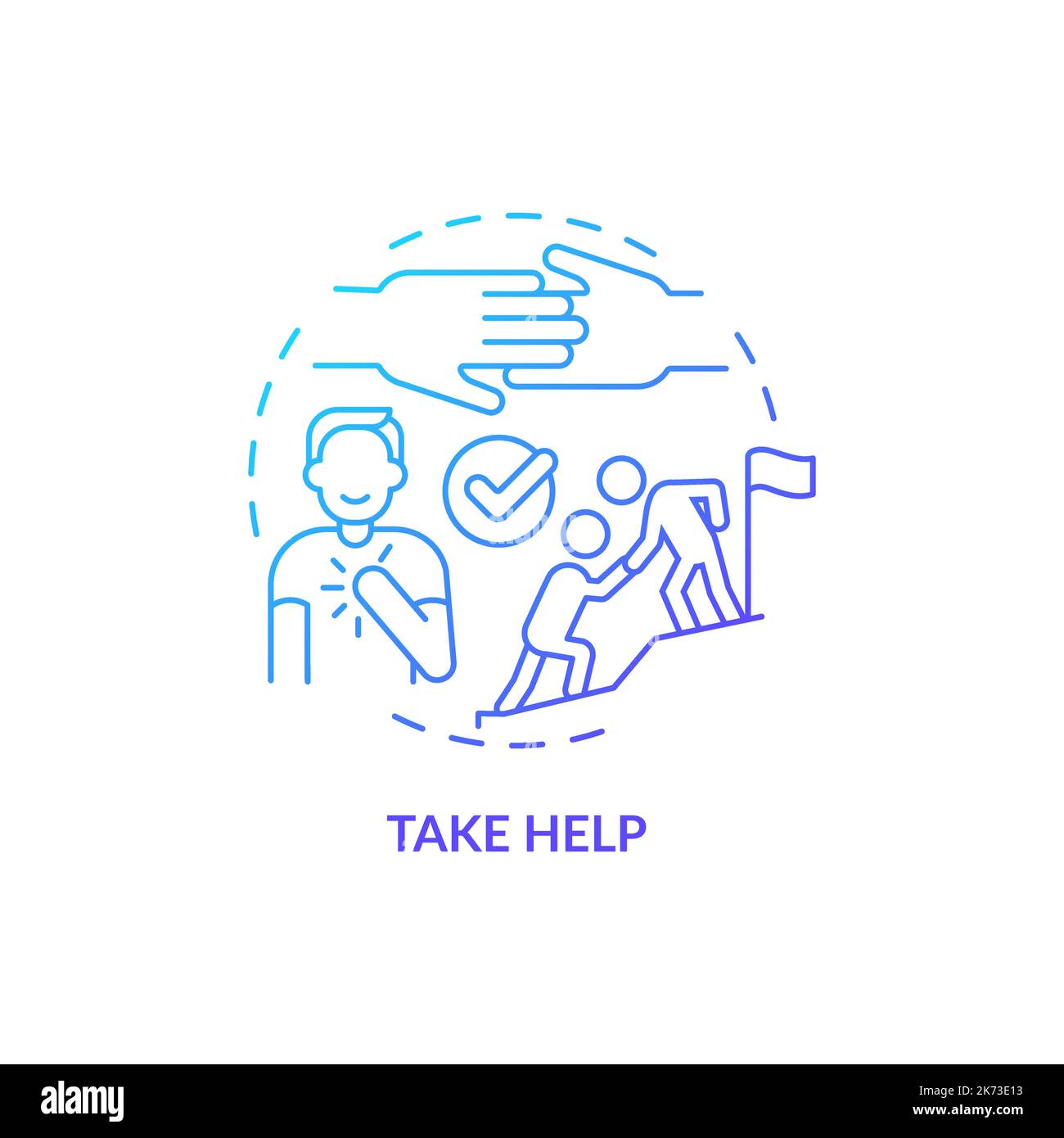 Symbol „Take Help Blue Gradient Concept“ Stock Vektor
