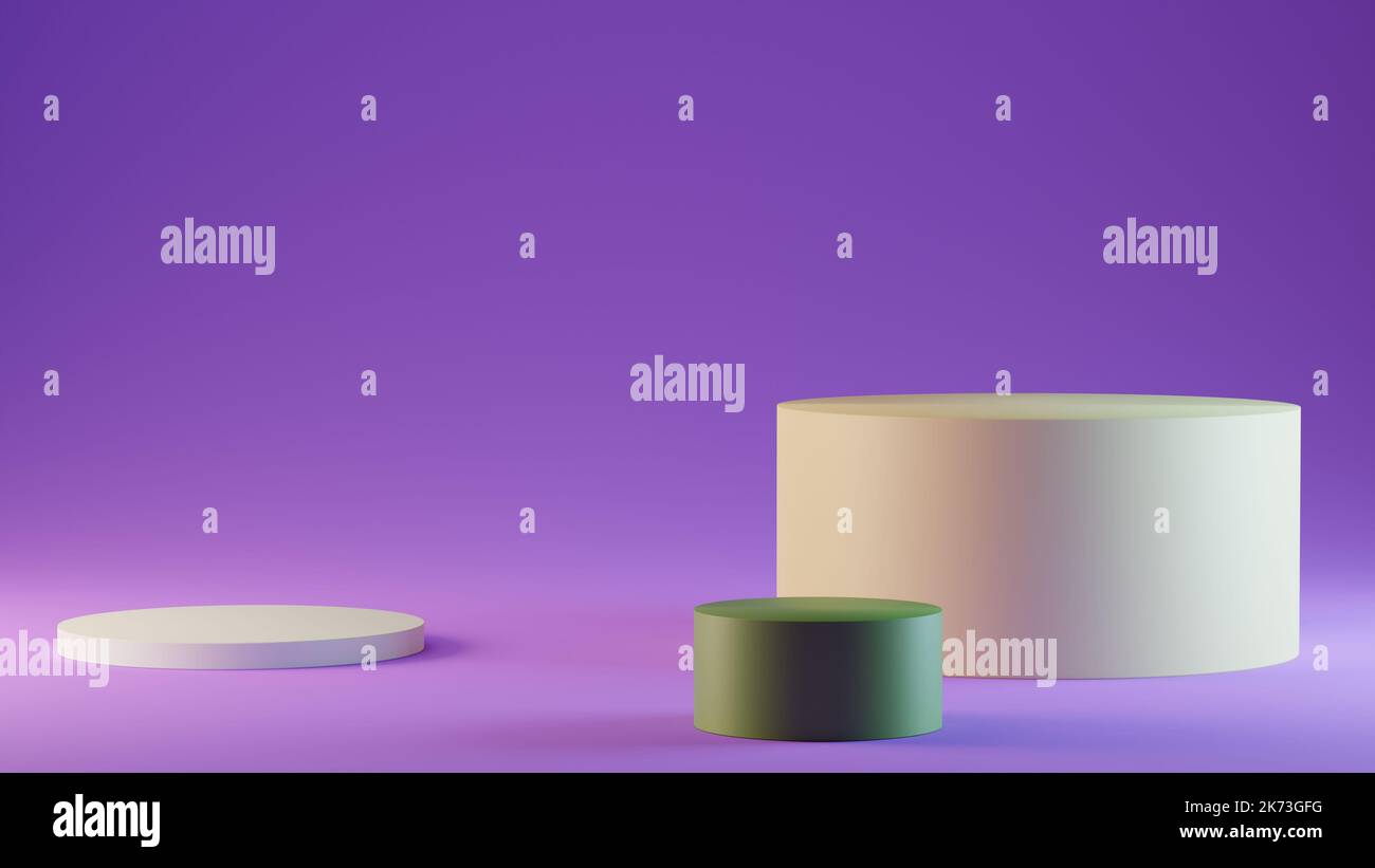 Moderne weiße und grüne Produktanzeige Podium-Szene. Podest Podium 3D Render Stockfoto