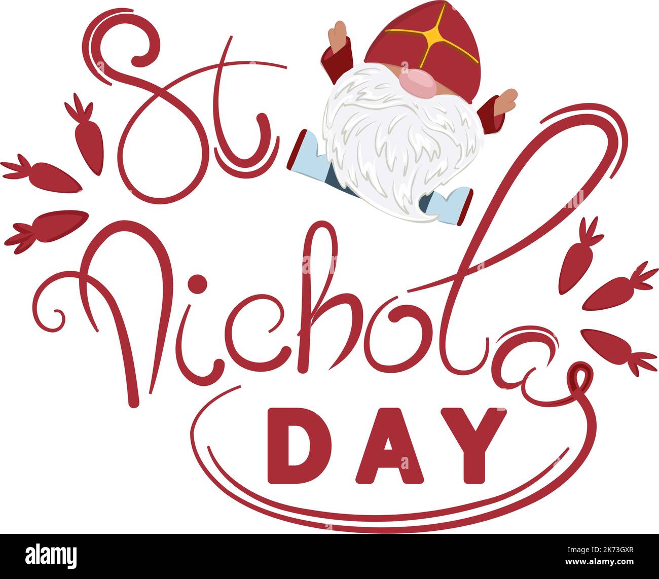 Süßes St. Nikolaus-Tag-Sinterklaas-Karte mit Karotten und Textblock. Stock Vektor