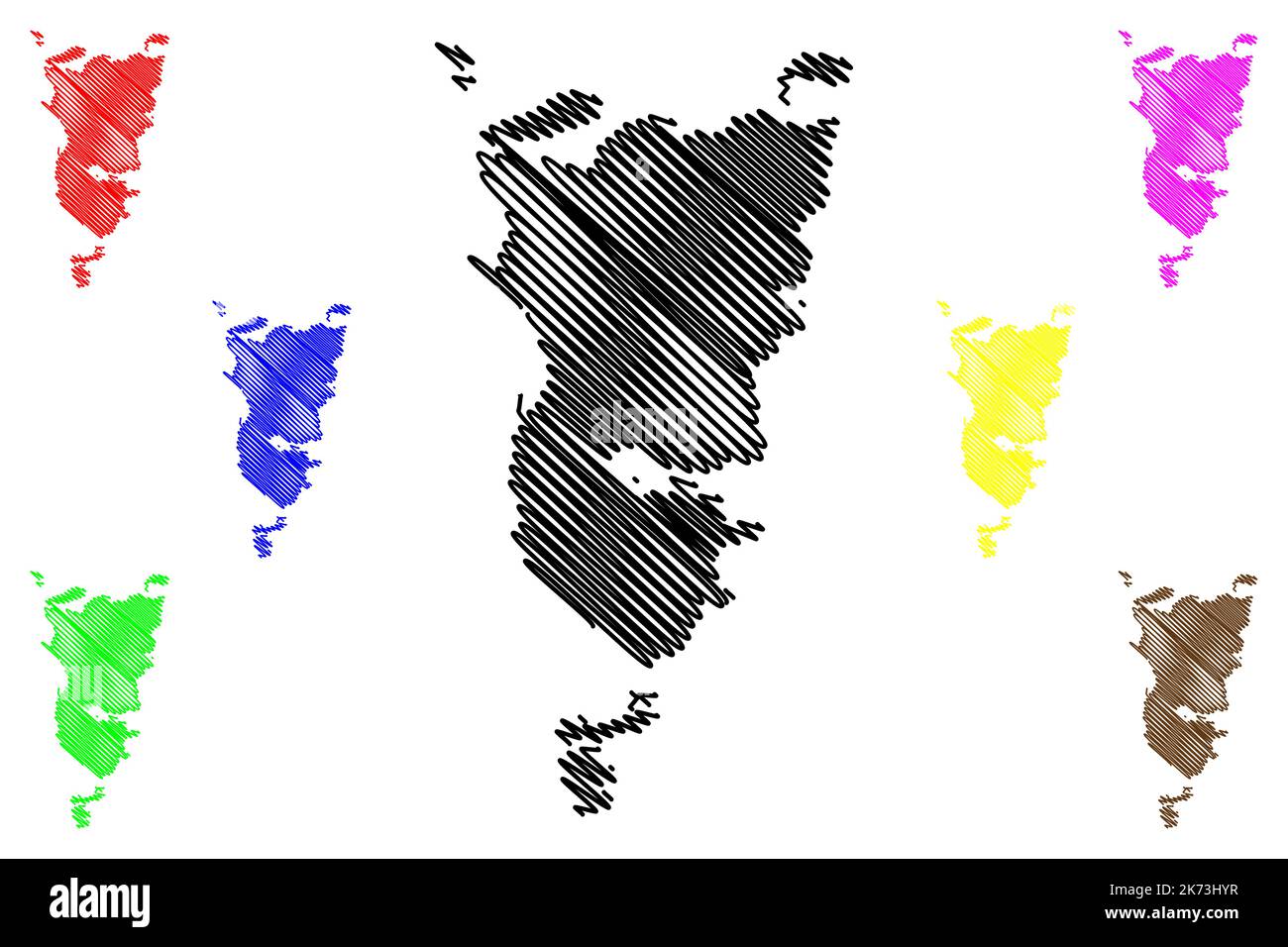 Eriskay Island (Vereinigtes Königreich von Großbritannien und Nordirland, Schottland, Äußere Hebriden) Kartenvektordarstellung, Skizze Insel Eirík Stock Vektor