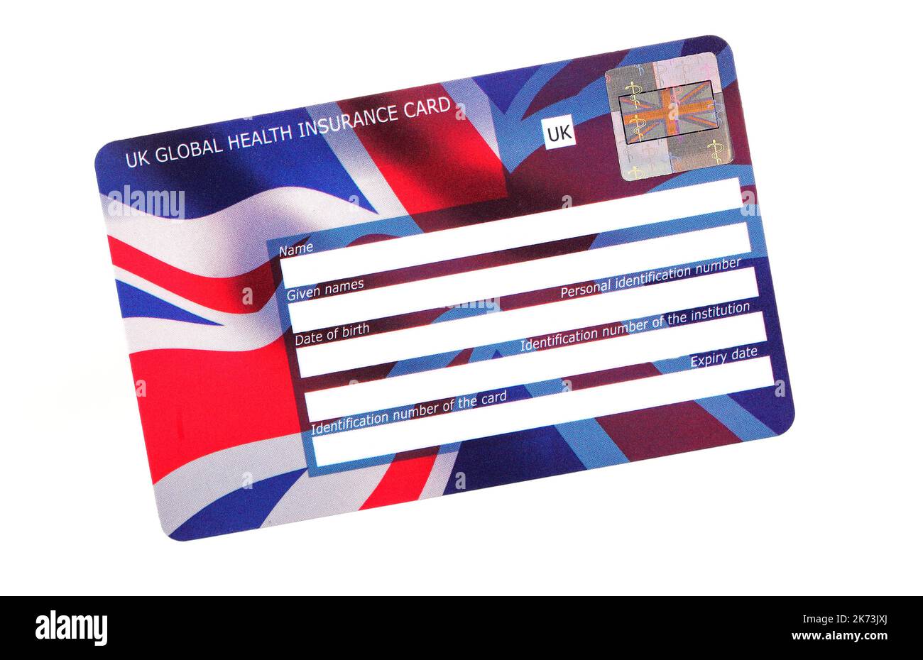 UK Global Health Insurance Card auch als GHIC-Karte bekannt. Stockfoto