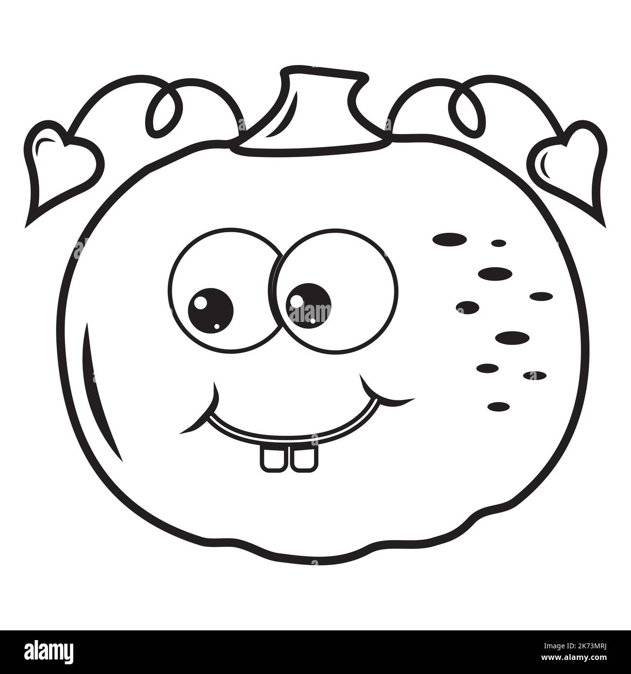 Herbst Gemüse Kürbis kawaii, schwarze Kontur Doodle, Vektor isoliert Illustration. Stock Vektor