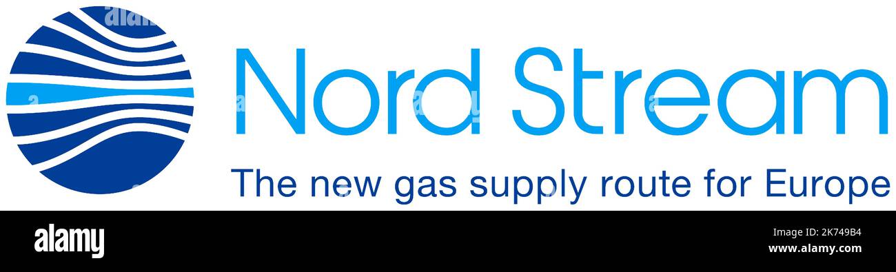 Logo der Nord Stream AG als Betreiber der Pipeline für den Transport von Erdgas aus Russland mit Sitz in Zug - Schweiz. Stockfoto