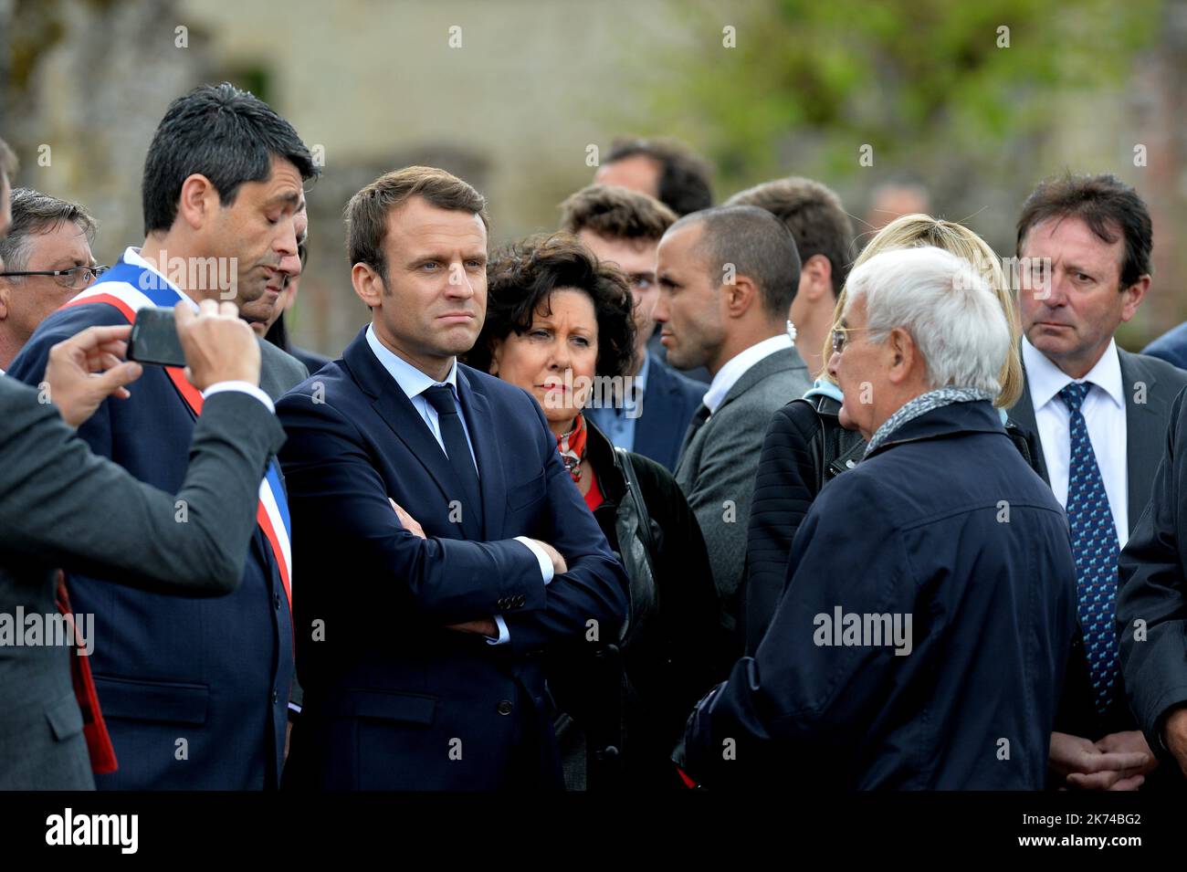 Der französische Kandidat Emmanuel Macron für die Präsidentschaftswahlen. Stockfoto