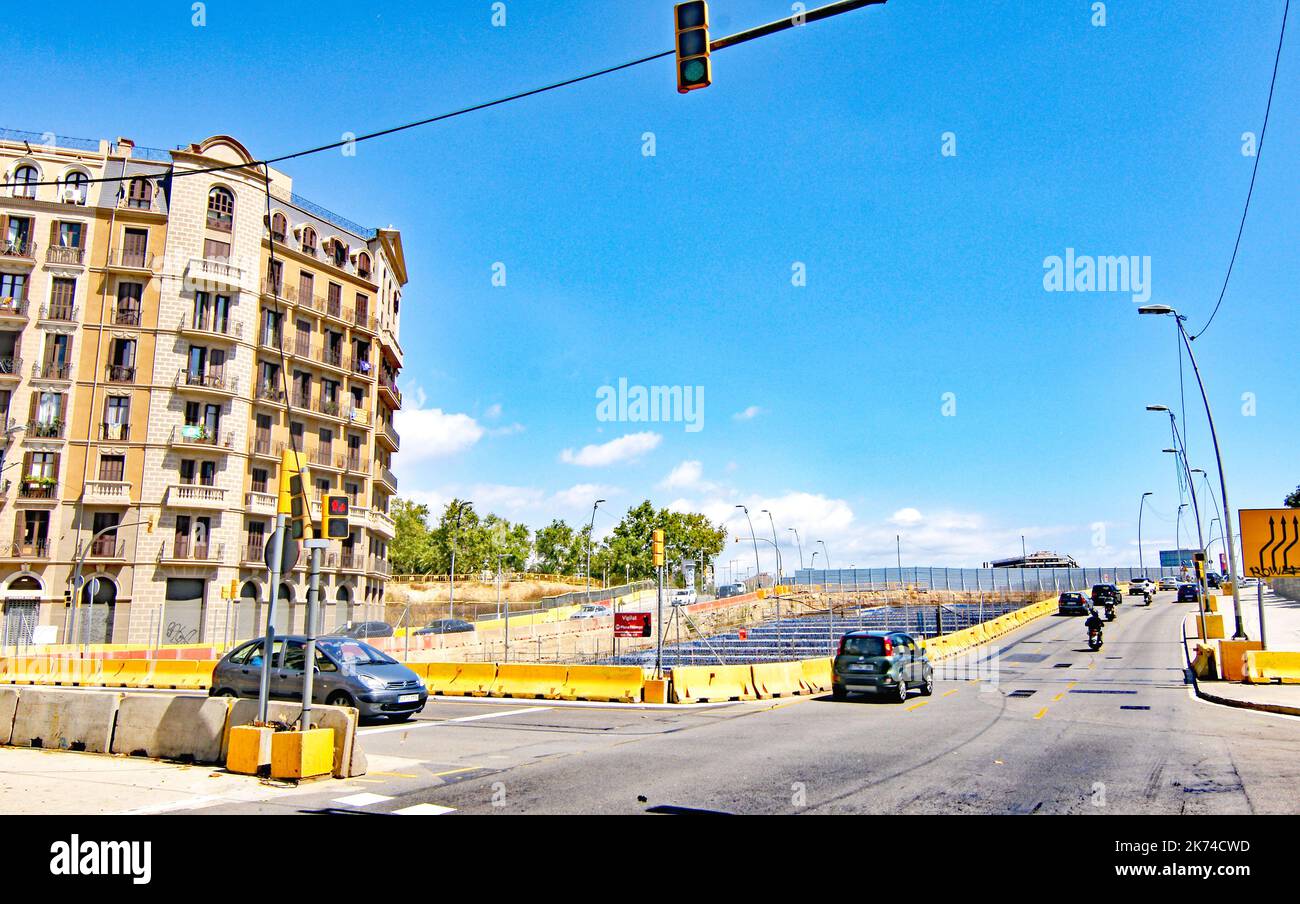 Dekonstruktion der Ringstraße der Plaza de Les Glories Catalanes in Barcelona, Katalonien, Spanien, Europa Stockfoto