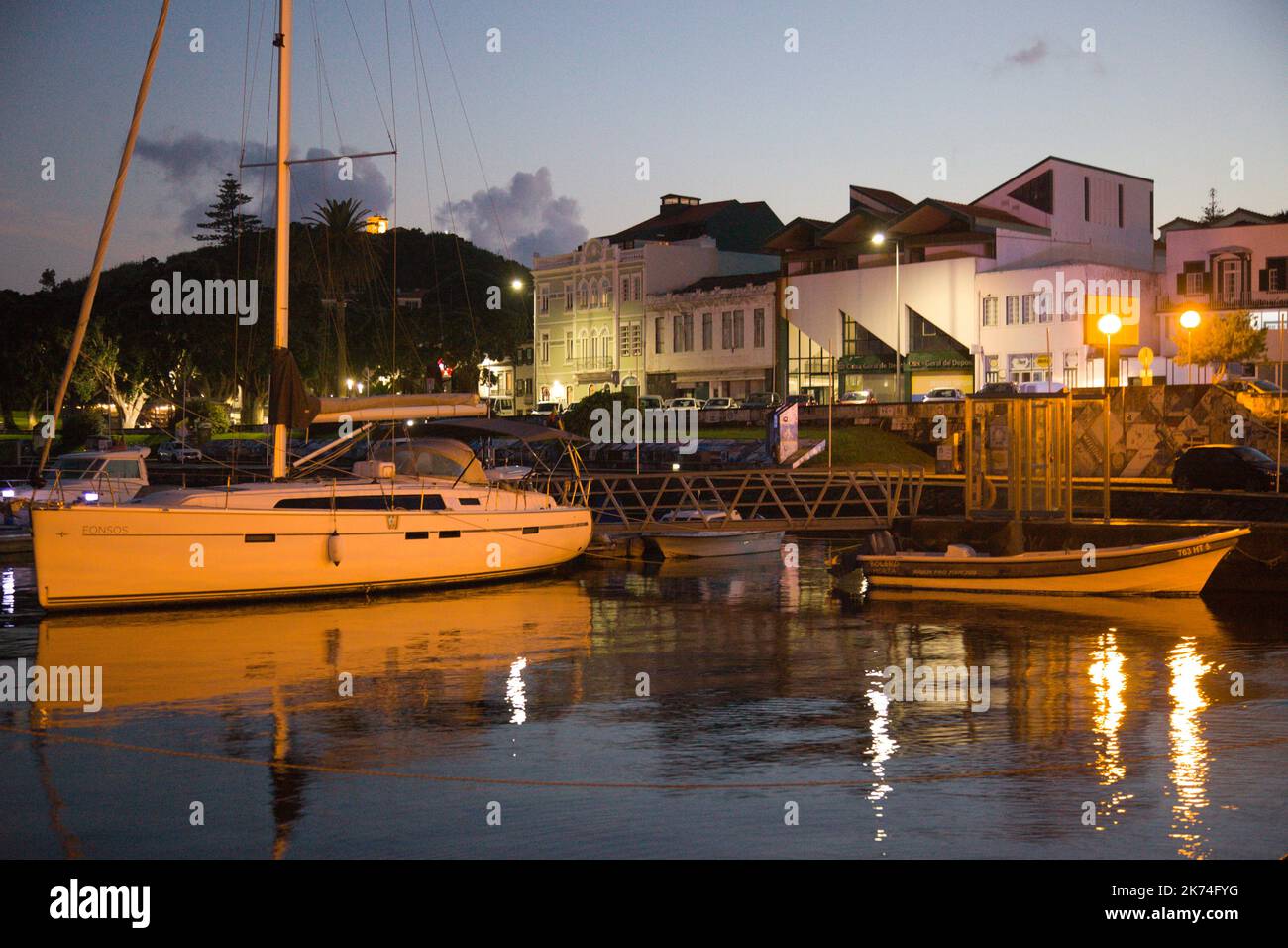Portugal, Azoren, Insel Faial, Horta, Hafen, Stockfoto