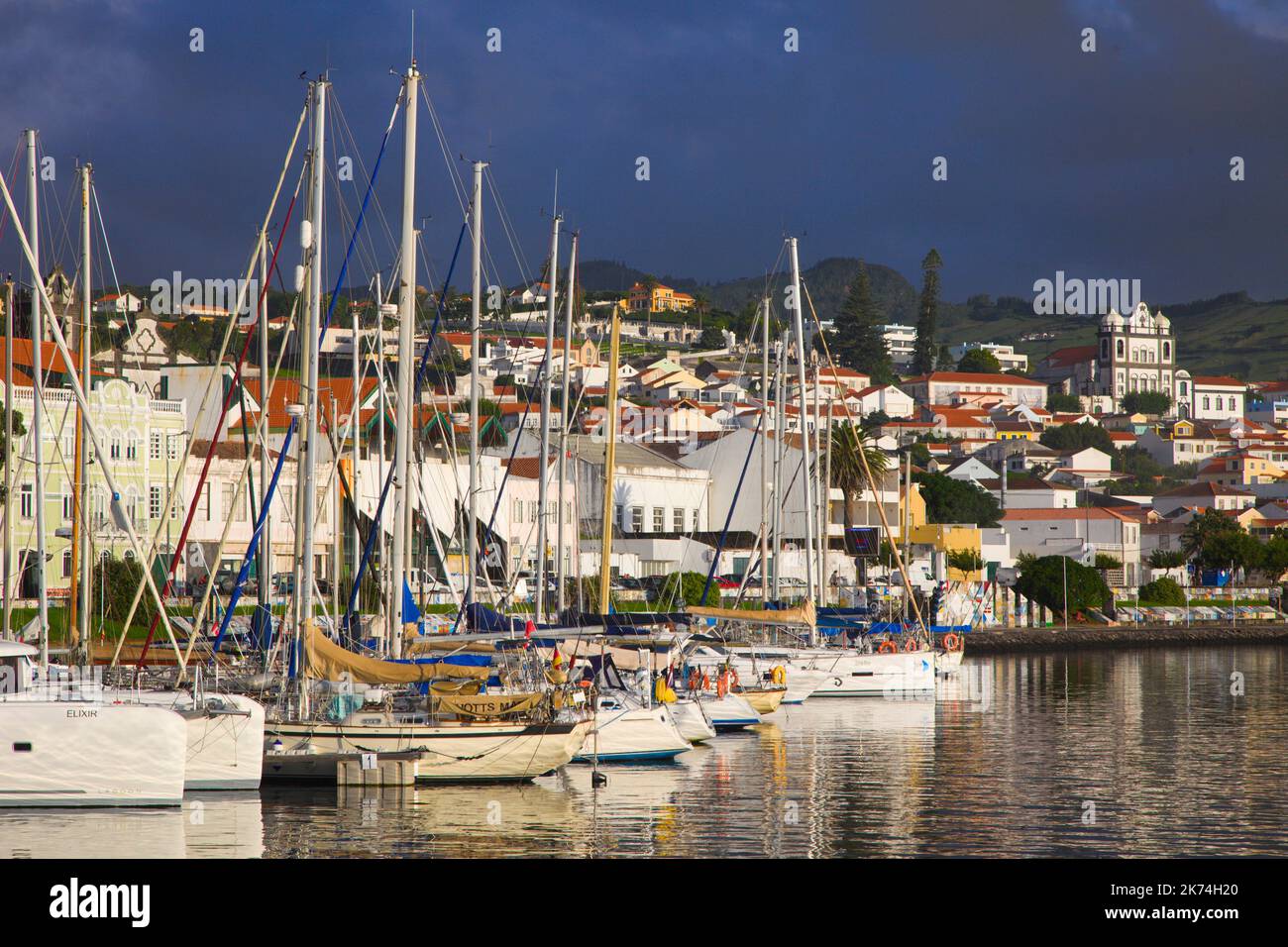 Portugal, Azoren, Insel Faial, Horta, Hafen, Stockfoto