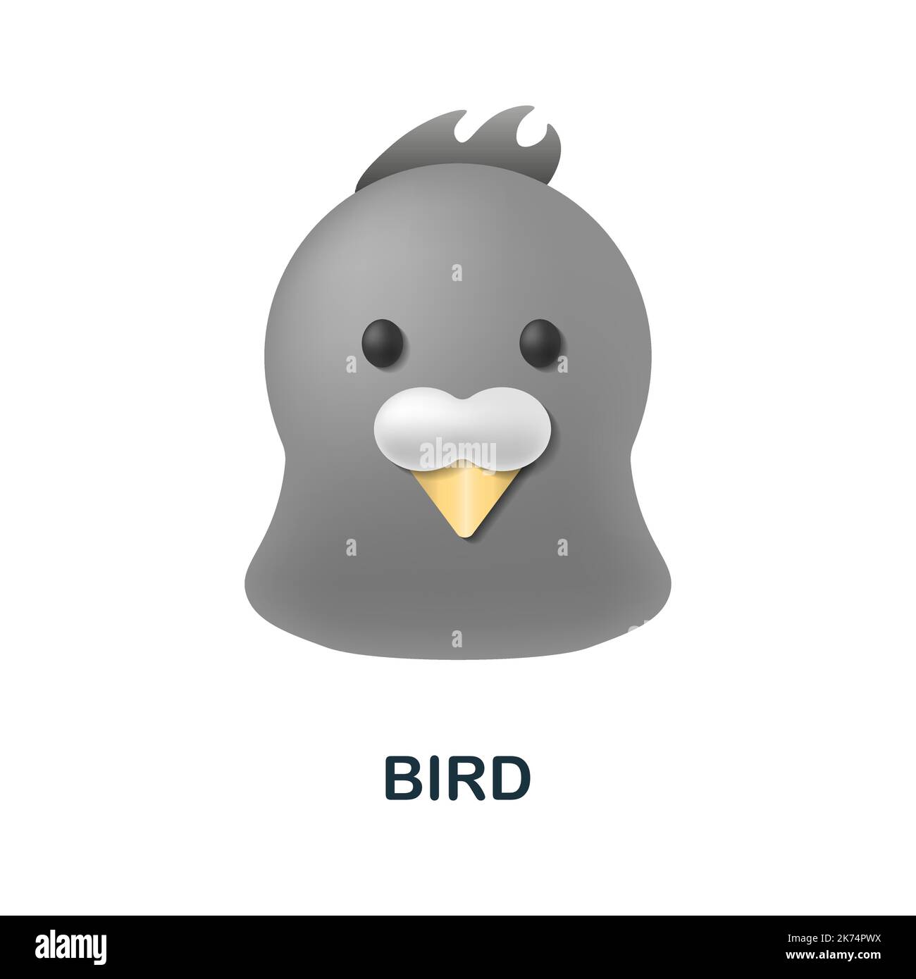 Vogelsymbol. 3D Illustration aus der Tierkopfsammlung. Creative Bird 3D-Symbol für Webdesign, Vorlagen, Infografiken und mehr Stock Vektor