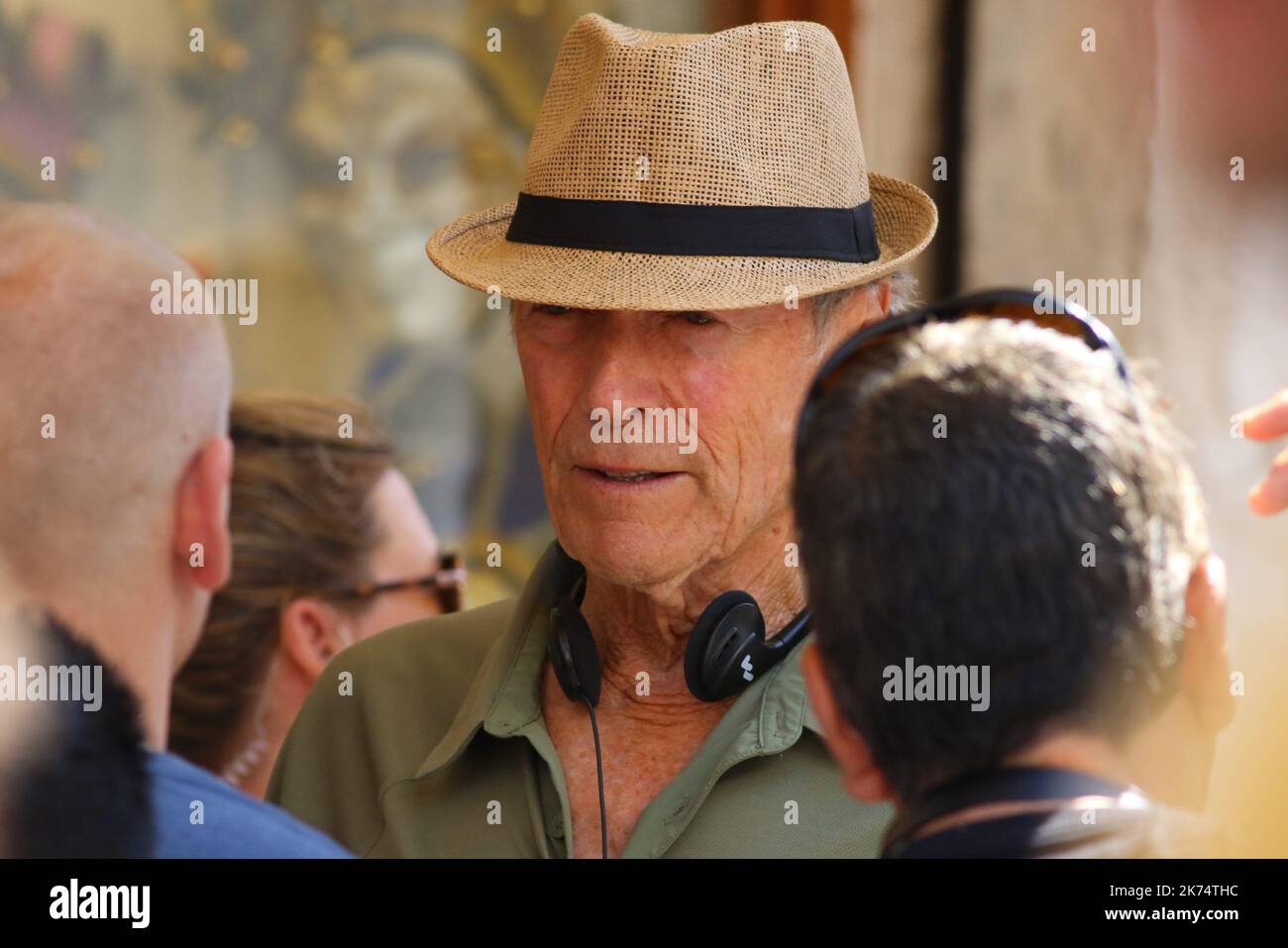 Venedig, am 17. August 2017. Clint Eastwood ist als Regisseur des Films zu sehen: "The 15:17 to Paris" Ein Film über die wahre Geschichte des Terroranschlags auf einem Thalys-Zug von Amsterdam nach Paris im August 2015 mit den US-Helden Anthony Sadler und Spencer Stone Stockfoto