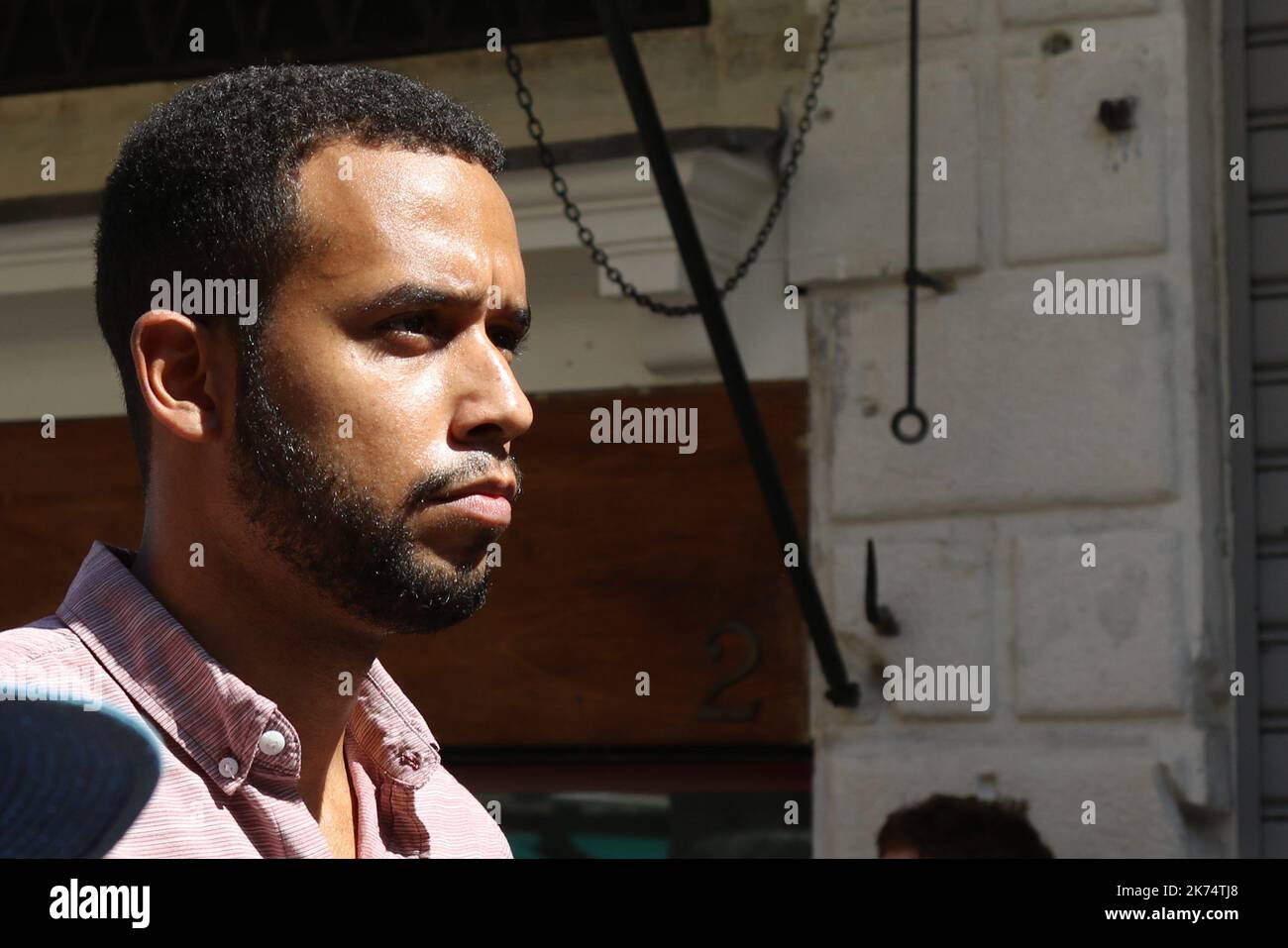 Anthony Sadler am 17. August 2017 in Venedig. Clint Eastwood arbeitet mit den US-Helden Anthony Sadler und Spencer Stone in Venedig zusammen, er führt den Film Regie: 'The 15:17 to Paris' Ein Film über die wahre Geschichte des Terroranschlags auf einem Thalys-Zug von Amsterdam nach Paris im August 2015 Stockfoto