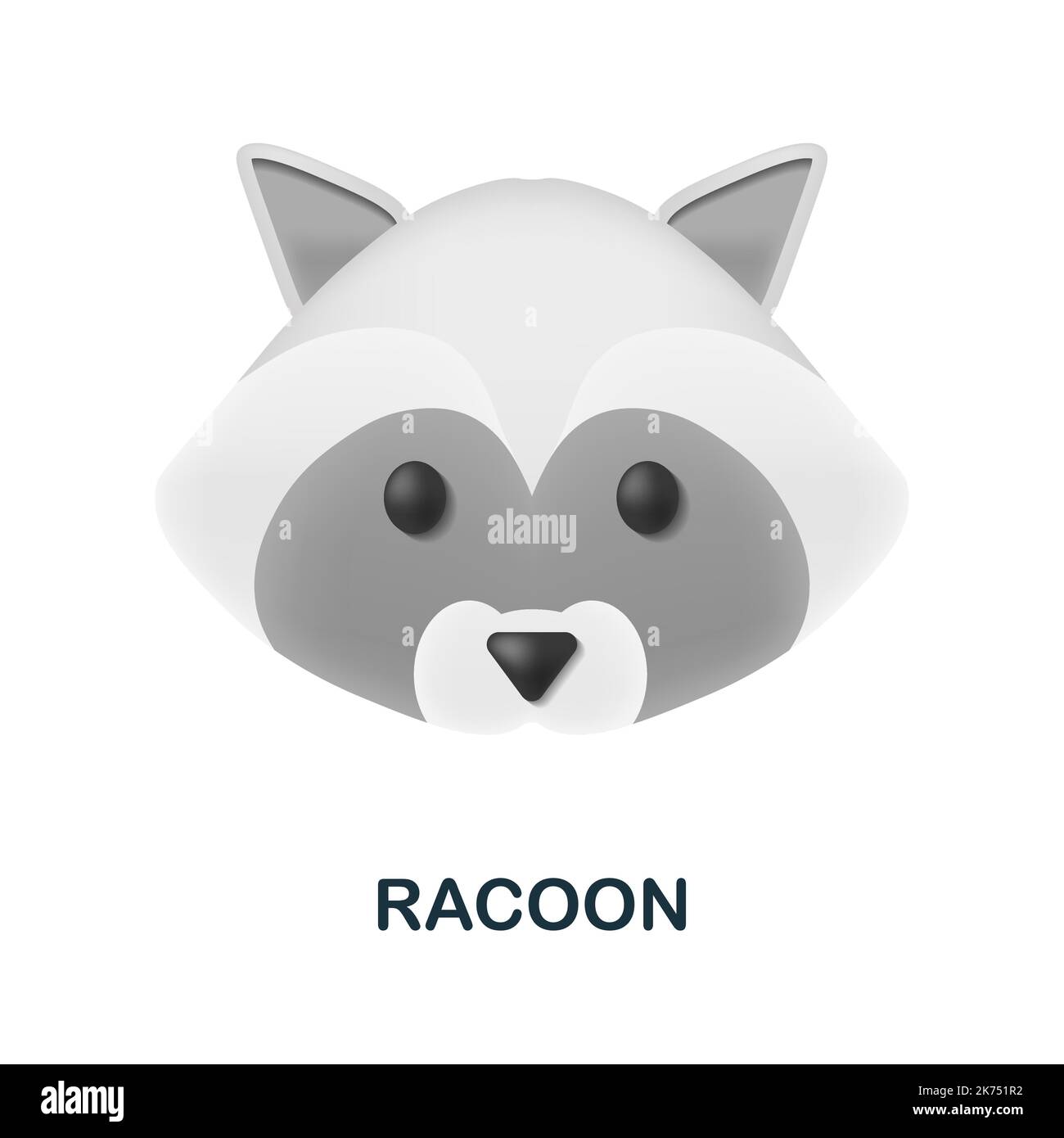 Racoon-Symbol. 3D Illustration aus der Tierkopfsammlung. Creative Racoon 3D Icon für Webdesign, Templates, Infografiken und mehr Stock Vektor