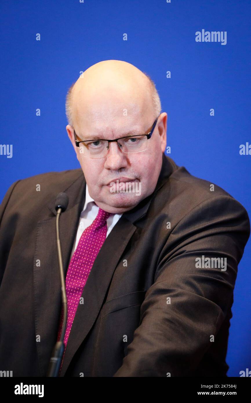 Der französische Wirtschaftsminister empfängt am 18. Januar 2018 den deutschen Finanzminister Peter Altmaier in Paris. Stockfoto