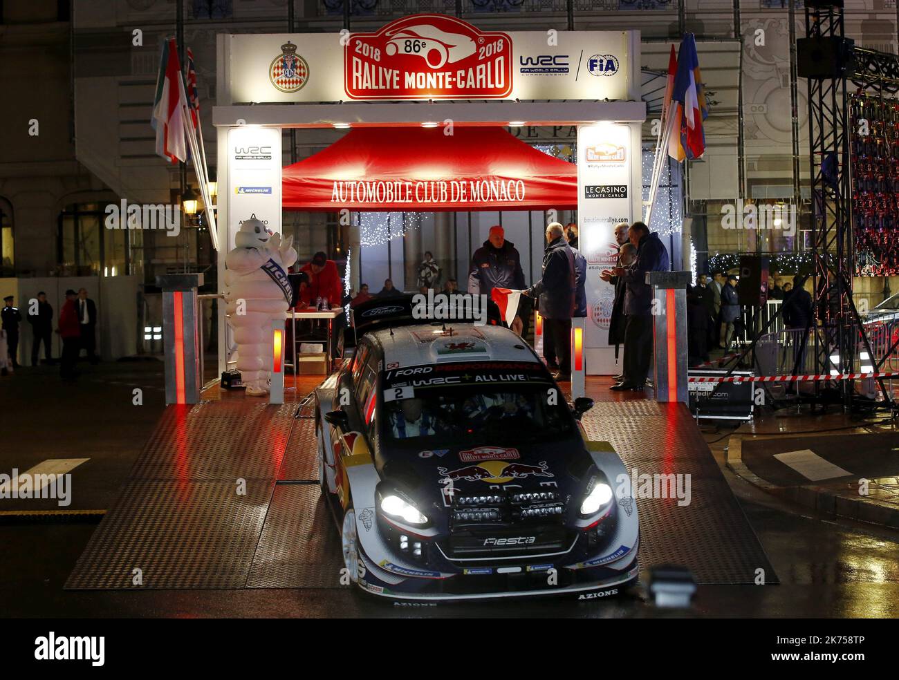 2 - Elfy Evans et Daniel Barritt - M-Sport Ford Fiesta RS WRC LE 25/01/2018 Beginn der Saison-Eröffnung der Rallye Monte Carlo am 25. Januar 2017 in Monte Carlo, Monaco. Stockfoto