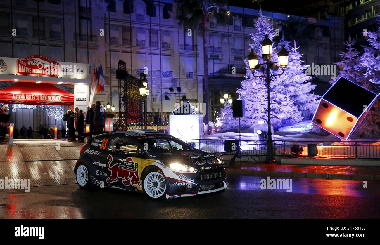 M-Sport Ford Fiesta World Rally Team LE 25/01/2018 Beginn der Saison-Eröffnung der Rallye Monte Carlo am 25. Januar 2017 in Monte Carlo, Monaco. Stockfoto