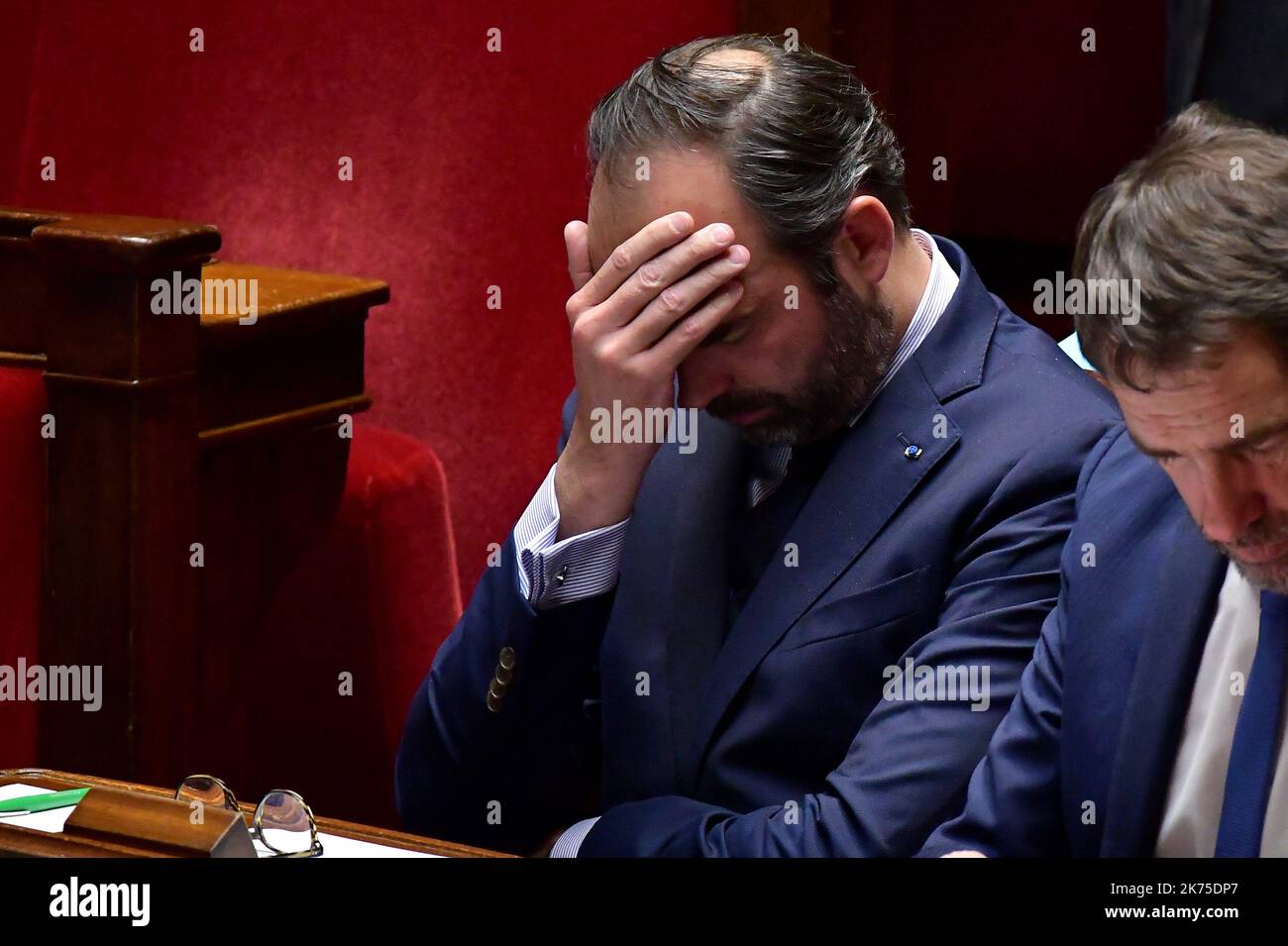 Der französische Premierminister Edouard Philippe während der wöchentlichen Anfragen an die Regierung auf der Nationalversammlung am 27. März 2018. Stockfoto