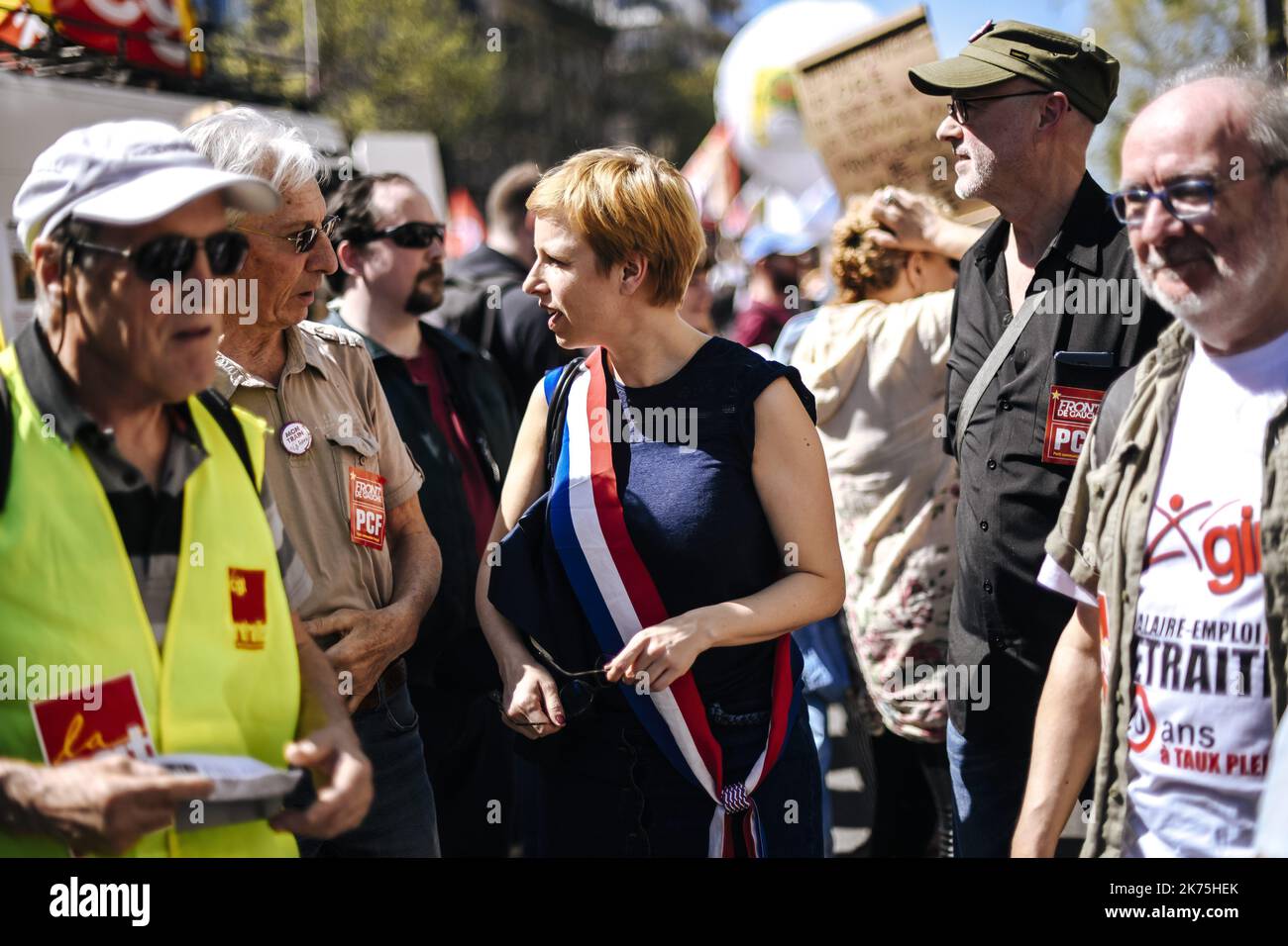 Interprofessionelle Demonstration in Paris auf dem Aufruf der CGT, gegen die von Präsident Emmanuel Macron und der Regierung von Edouard Philippe vorgeschlagenen Reformen zu protestieren. Stockfoto