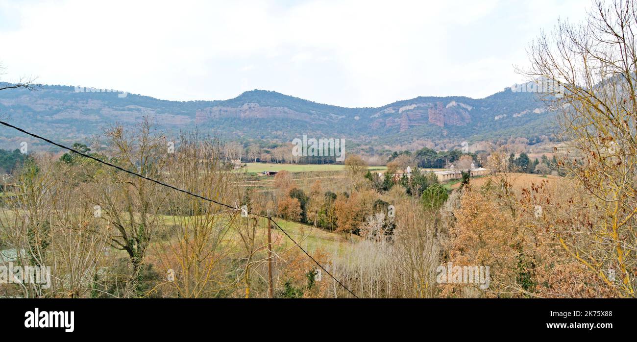 Panorama von Vilanova de Sau, Comarca del Osona, Barcelona, Katalonien, Spanien, Europa Stockfoto