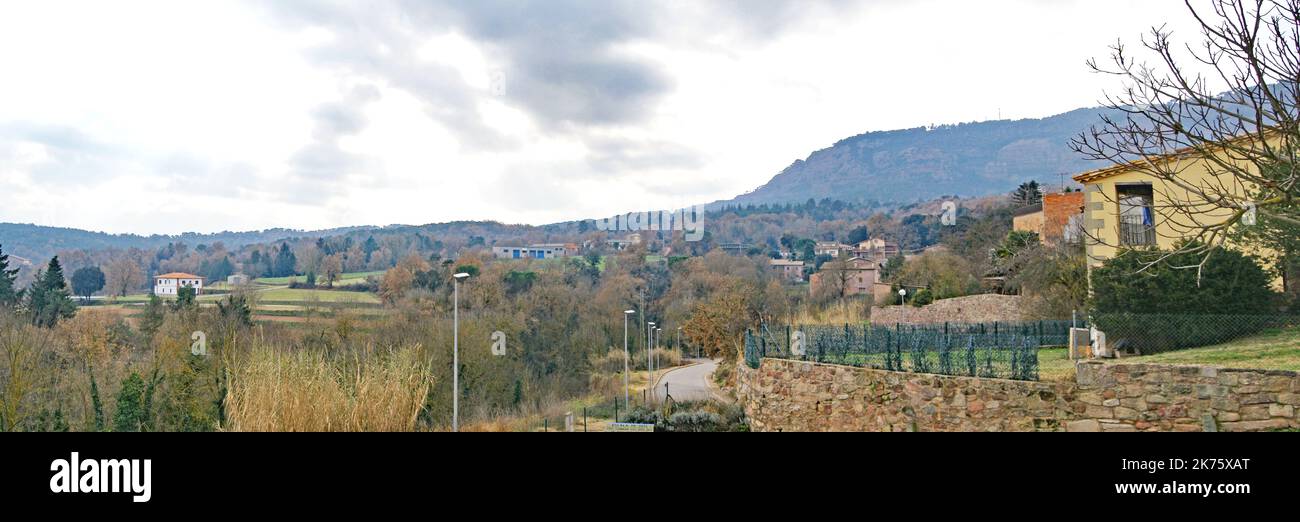 Panorama von Vilanova de Sau, Comarca del Osona, Barcelona, Katalonien, Spanien, Europa Stockfoto