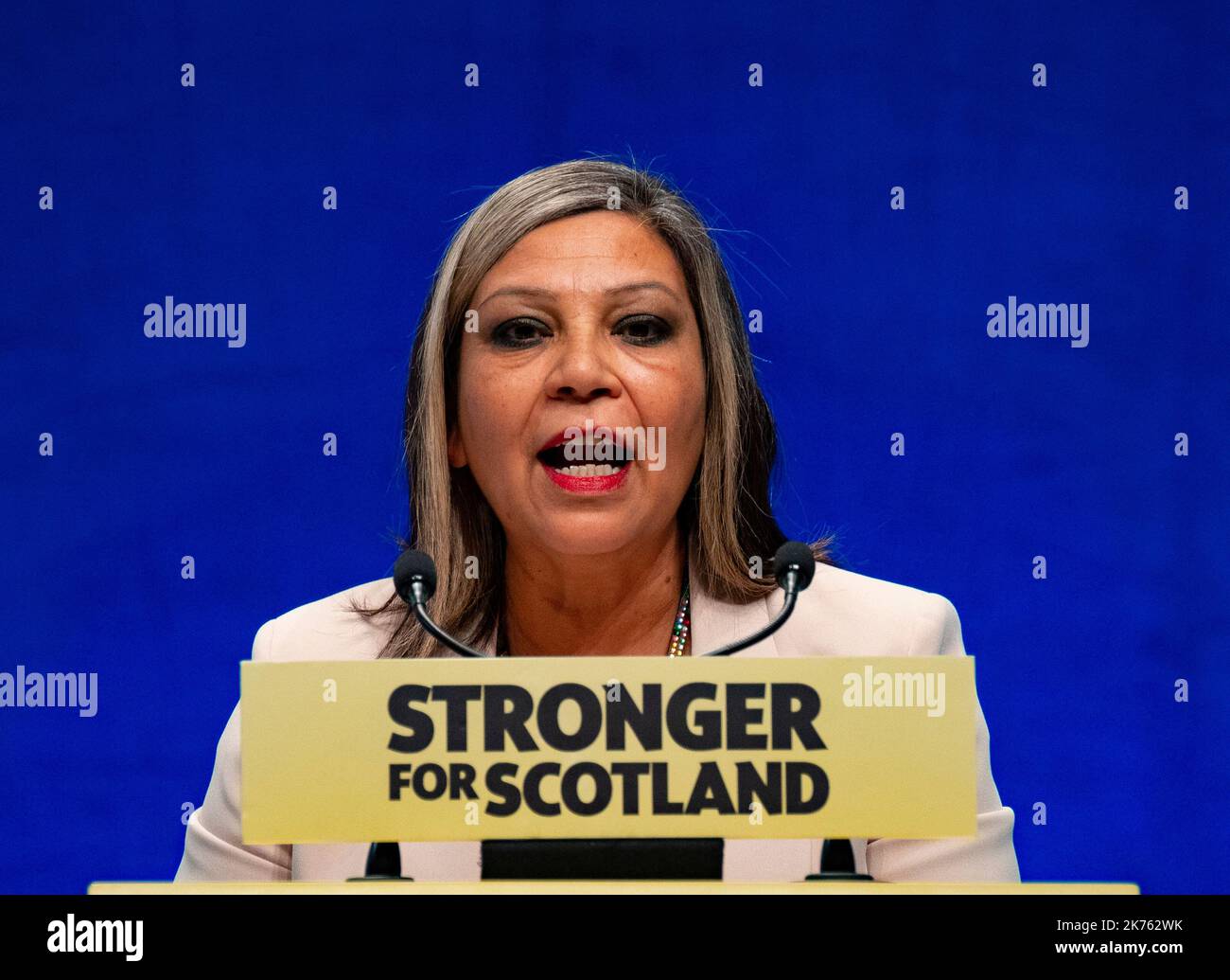 SNP Conference 2022, Aberdeen. Rede von Kaukab Stewart MSP für Glasgow Kelvin Stockfoto