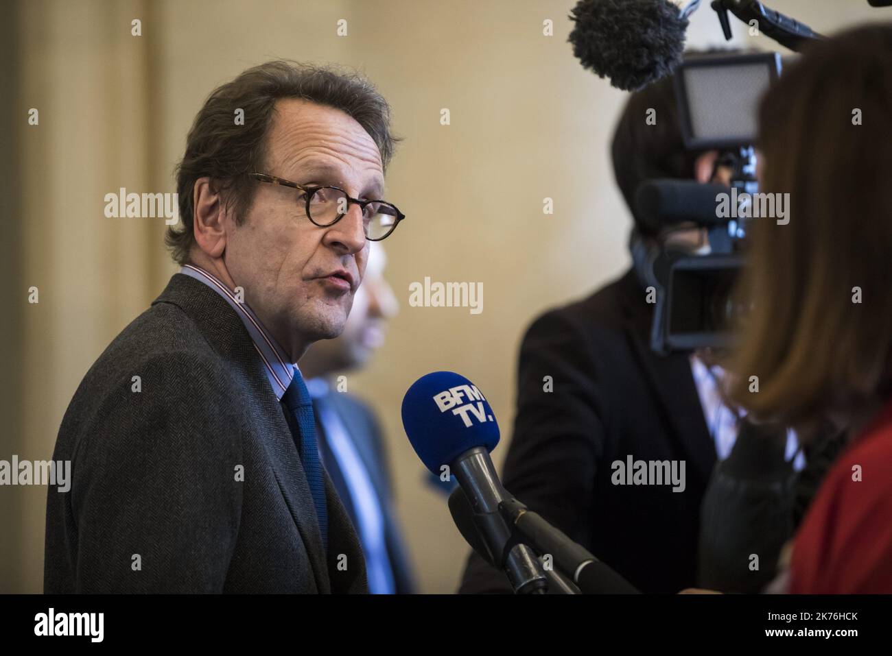 Französische wöchentliche Sitzung der Fragen an die Regierung bei der Nationalversammlung in Paris am 05. Dezember 2018. Stockfoto