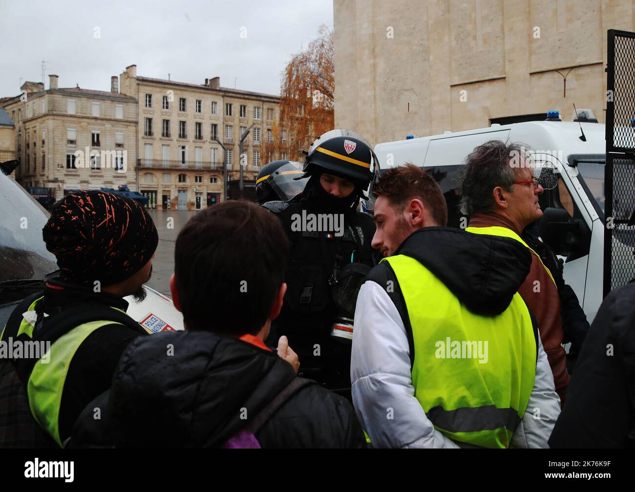 Die Proteste der Gelbweste dauern am 9. Dezember 2018 in ganz Frankreich an. Stockfoto