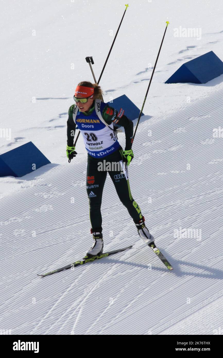 IBU World Cup Biathlon 2018 Antholz - Antholz Women Mass Start Event in Antholz, Italien am 27. Januar 2019; Laura Dahlmeier (GER) © Pierre Teyssot / Maxppp Stockfoto