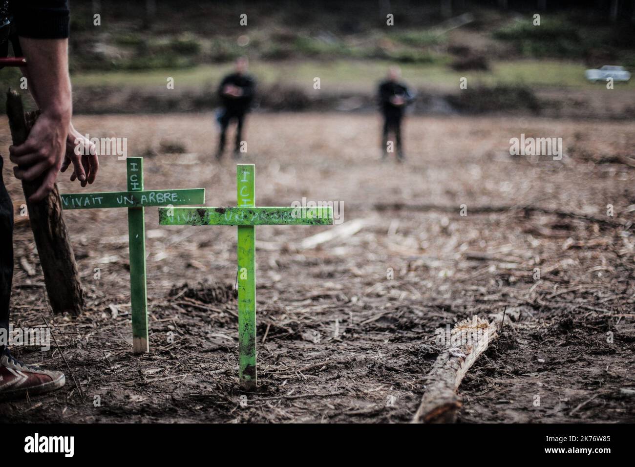 Im September 2014 verteidigen in Sivens fast 300 Anarchisten und Umweltaktivisten den Wald von Sivens, auf dem der Staat einen Staudamm bauen will. Es kommt dann zu Zusammenstößen mit der Gendarmerie. Stockfoto