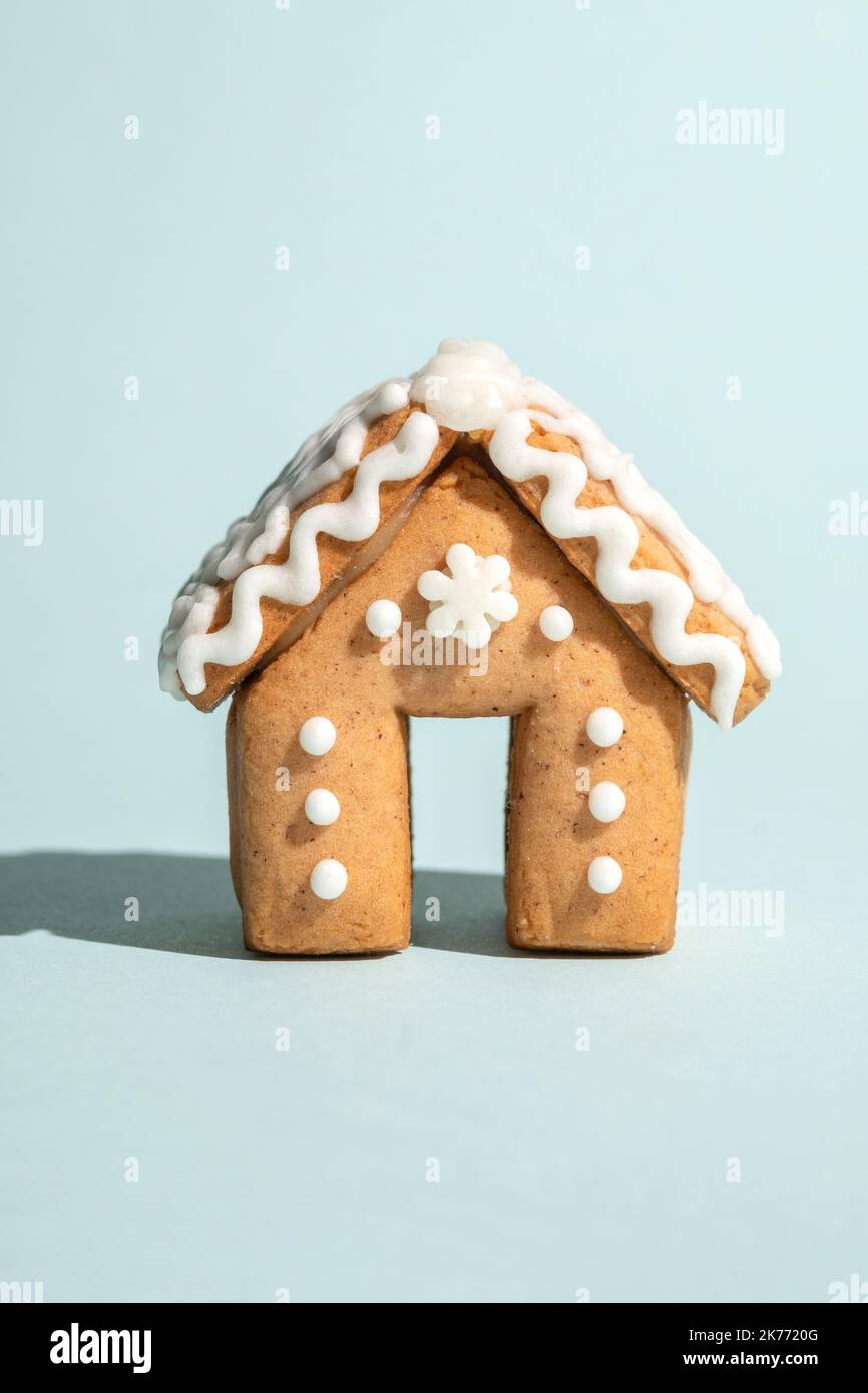 Mini-Lebkuchen-Haus Stockfoto