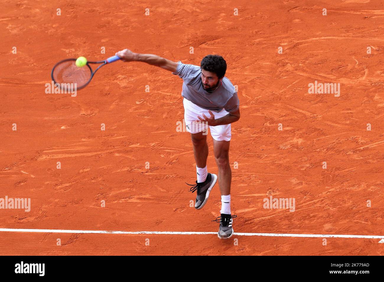 Gilles Simon aus Frankreich während des Rolex Monte-Carlo Masters 2019, ATP Masters 100 Tennisspiels am 15. April 2019 in Monaco Stockfoto